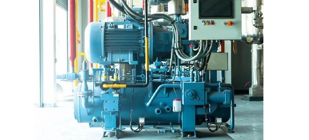 Industrial compressor at a refrigeration station - 4 types of HVAC compressors