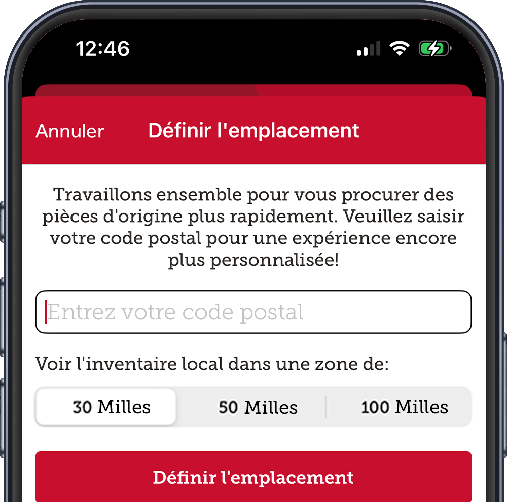 Commande de pièces mobile