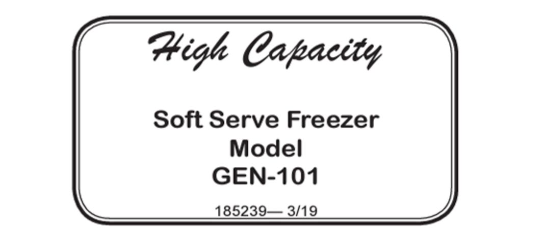 Image - Electro Freeze GEN-101 Manual