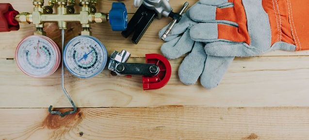 Hvac tools on a table - HVAC truck stock list